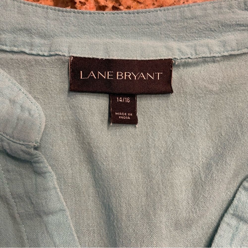 Lane Bryant 3/4 Sleeve Embellished Cotton Aqua top. Size 14/16 - Picture 11 of 11